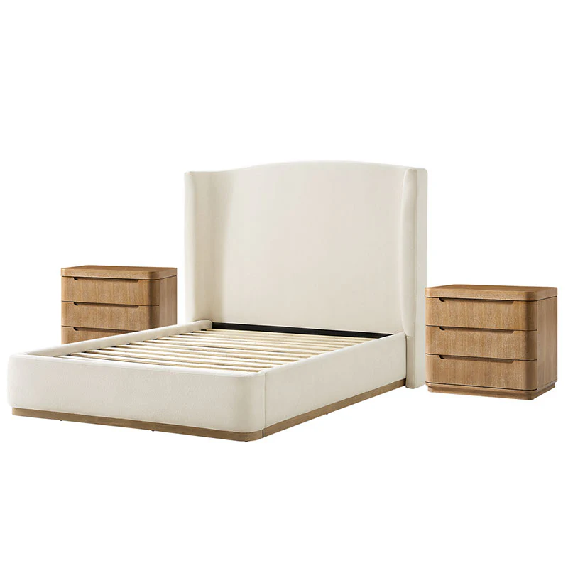Ravona Modern 3-Piece Bedroom Bundle with Wingback Bed & Nightstands - Image 23