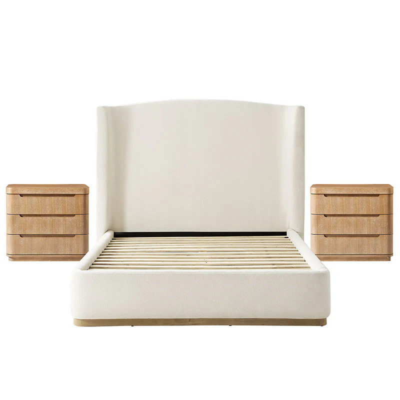 Ravona Modern 3-Piece Bedroom Bundle with Wingback Bed & Nightstands - Image 24