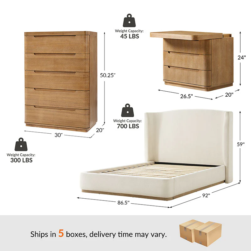 Ravona Modern 4-Piece Bedroom Bundle with chest - Image 16