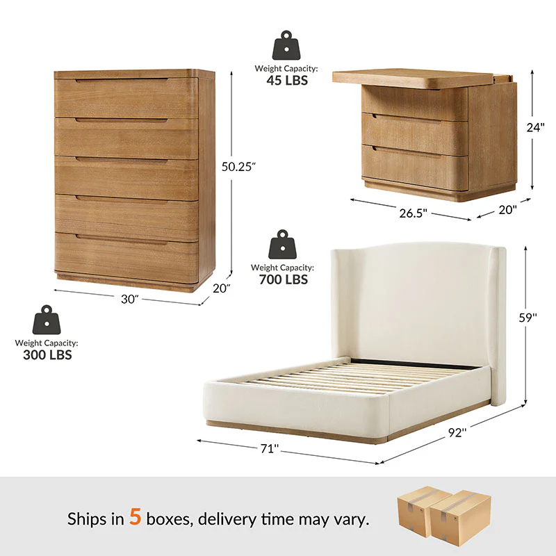 Ravona Modern 4-Piece Bedroom Bundle with chest - Image 3