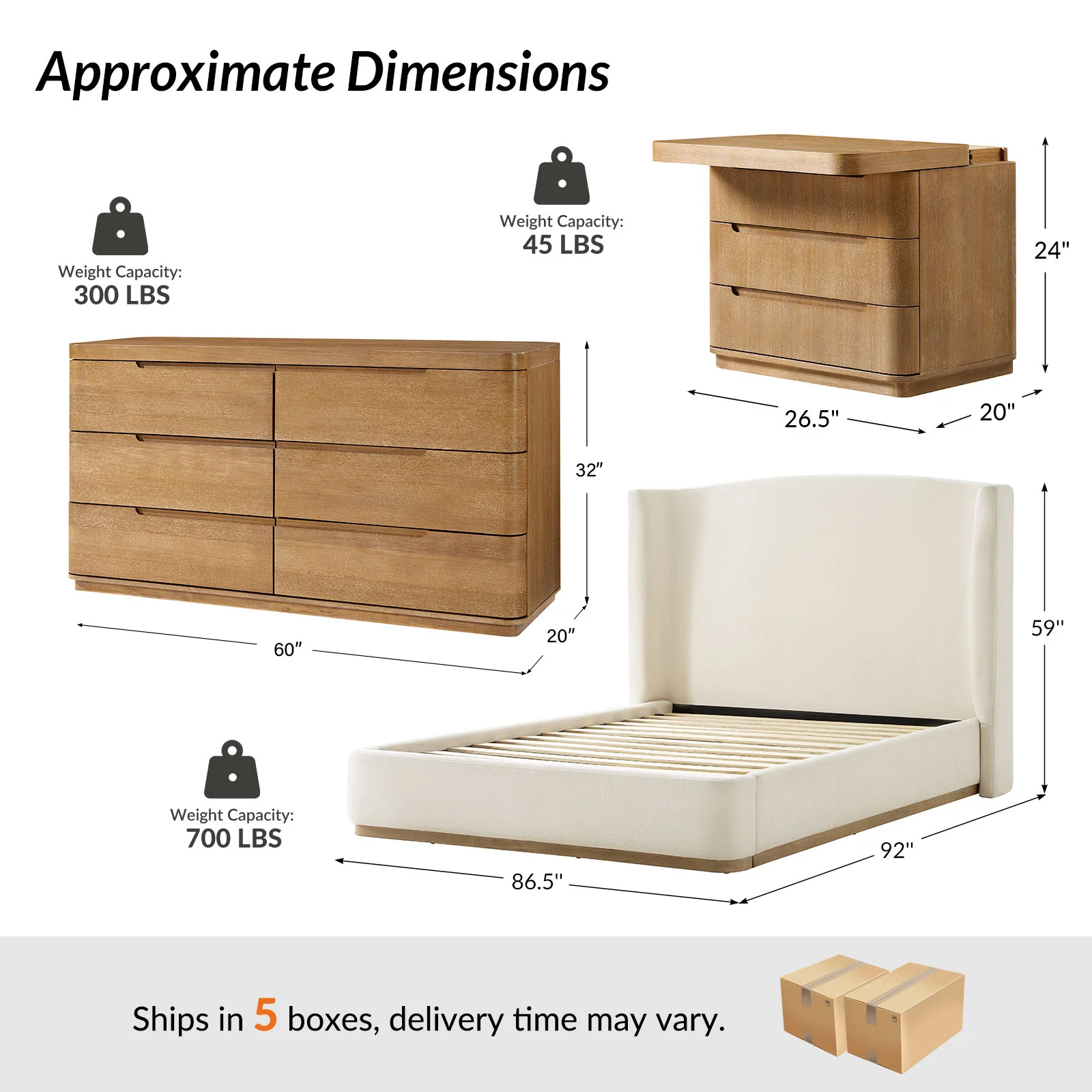 Ravona Modern 4-Piece Bedroom Bundle with Dresser - Image 16