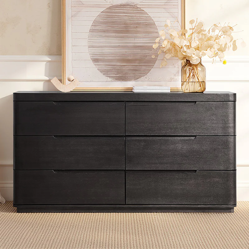 Ravona Modern Rubber Wood 6-Drawer Dresser - Image 9