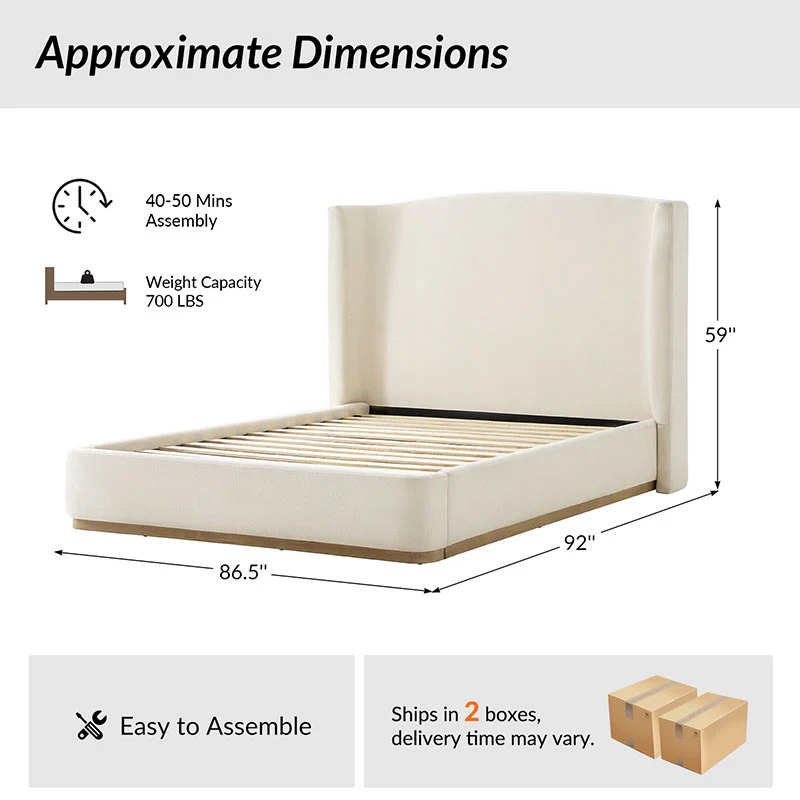 Ravona Modern Upholstered wingback Bed in Chenille - Image 11