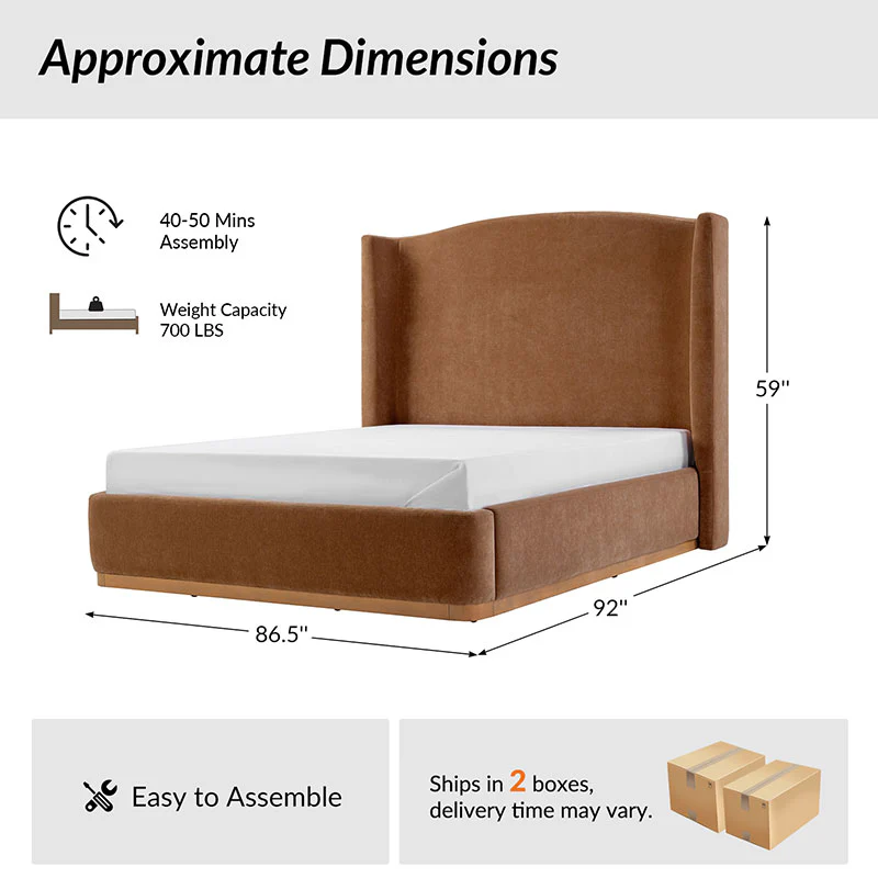 Ravona Modern Upholstered wingback Bed in Chenille - Image 19