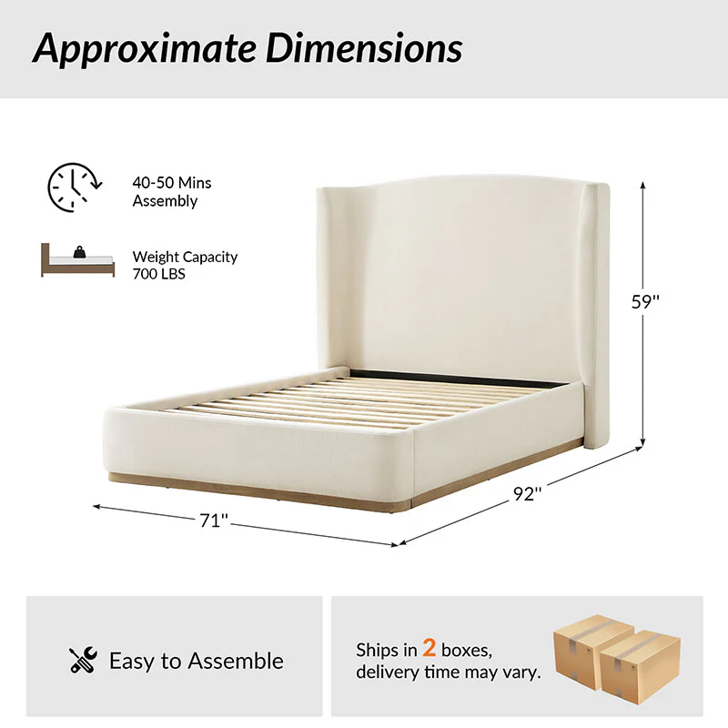 Ravona Modern Upholstered wingback Bed in Chenille - Image 3