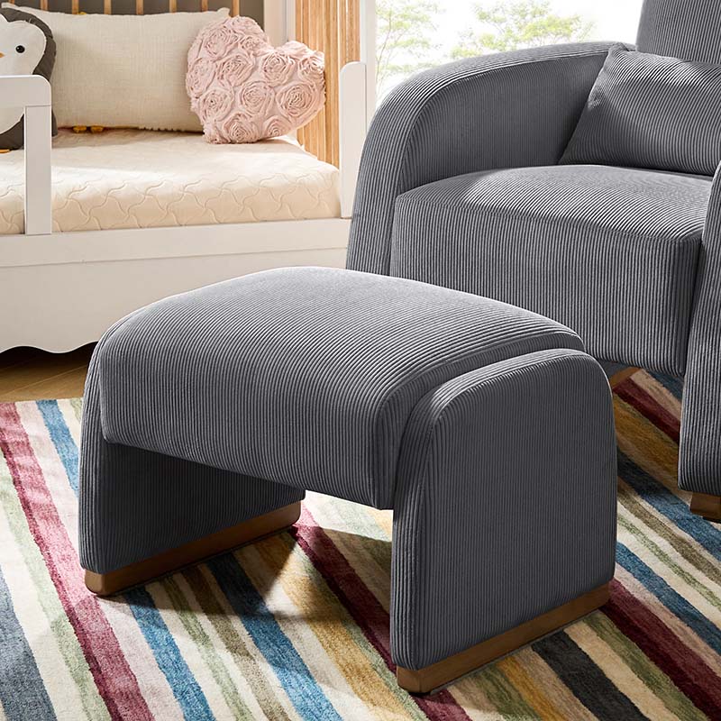 Richard Rounded Modern Design Corduroy Ottoman - Image 10