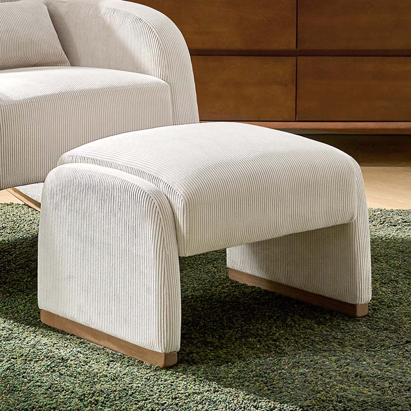 Richard Rounded Modern Design Corduroy Ottoman - Image 17