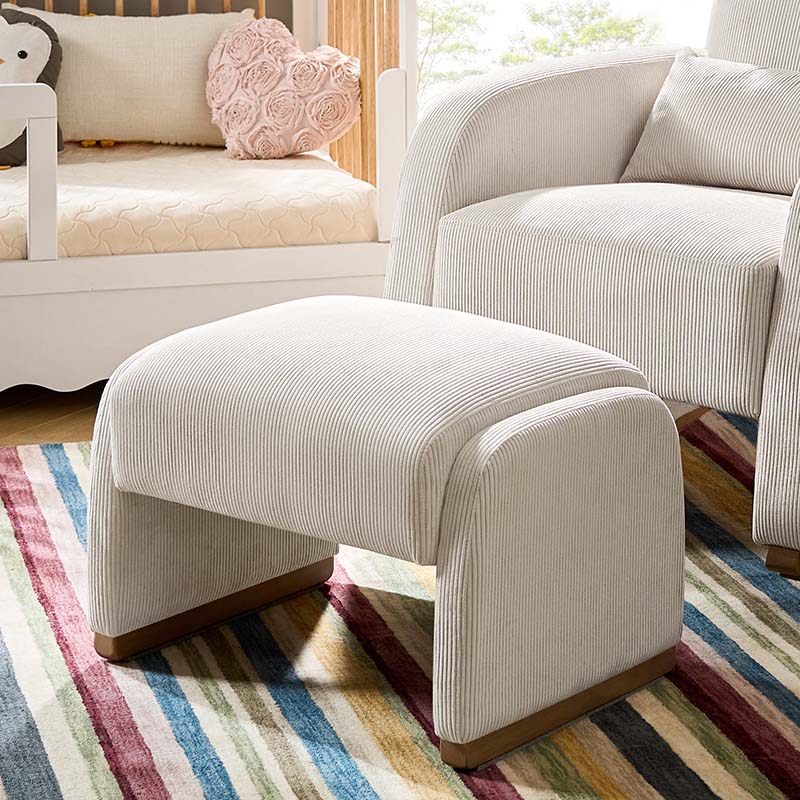 Richard Rounded Modern Design Corduroy Ottoman - Image 18