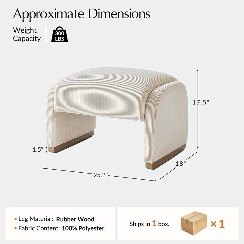 Richard Rounded Modern Design Corduroy Ottoman - Image 19