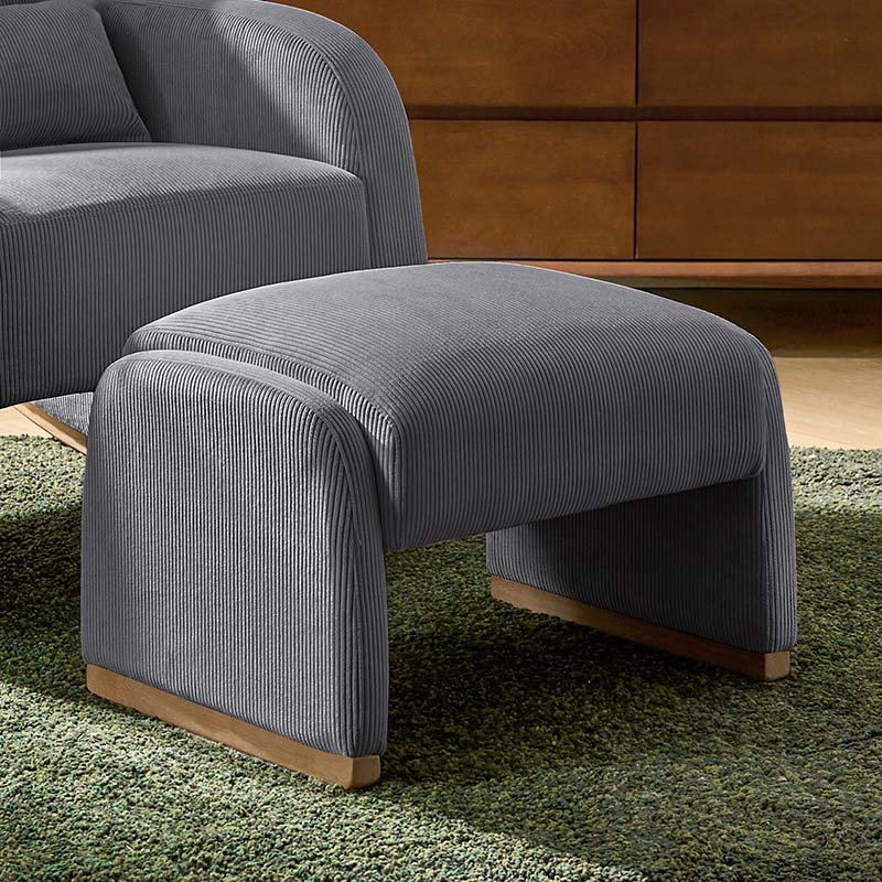 Richard Rounded Modern Design Corduroy Ottoman - Image 9