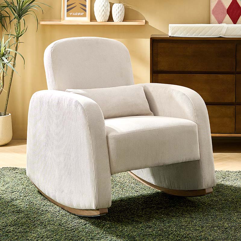 Richard Modern Solid Wood Rocking Chair with Lumbar Pillow - Image 17