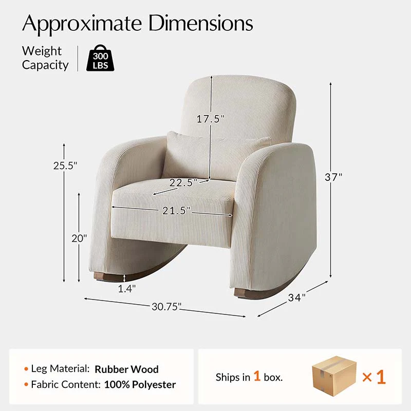 Richard Modern Solid Wood Rocking Chair with Lumbar Pillow - Image 19