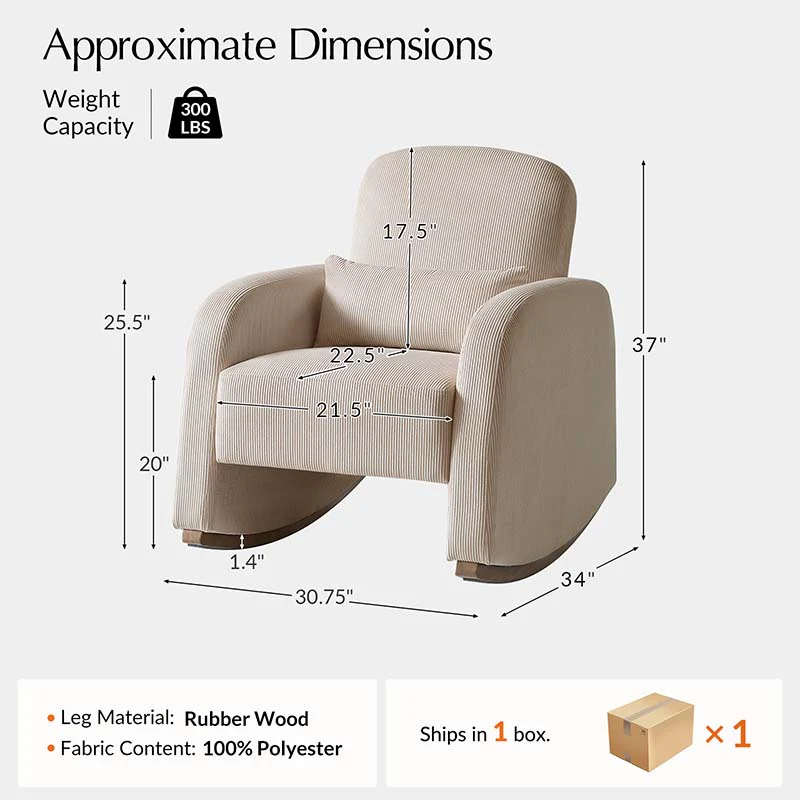 Richard Modern Solid Wood Rocking Chair with Lumbar Pillow - Image 3