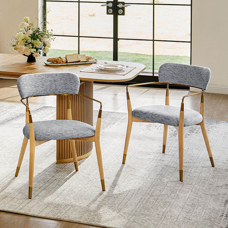 Sabina Modern Dining Chair with Wooden Legs & Metal Armrests ,Set of 2 - Image 10