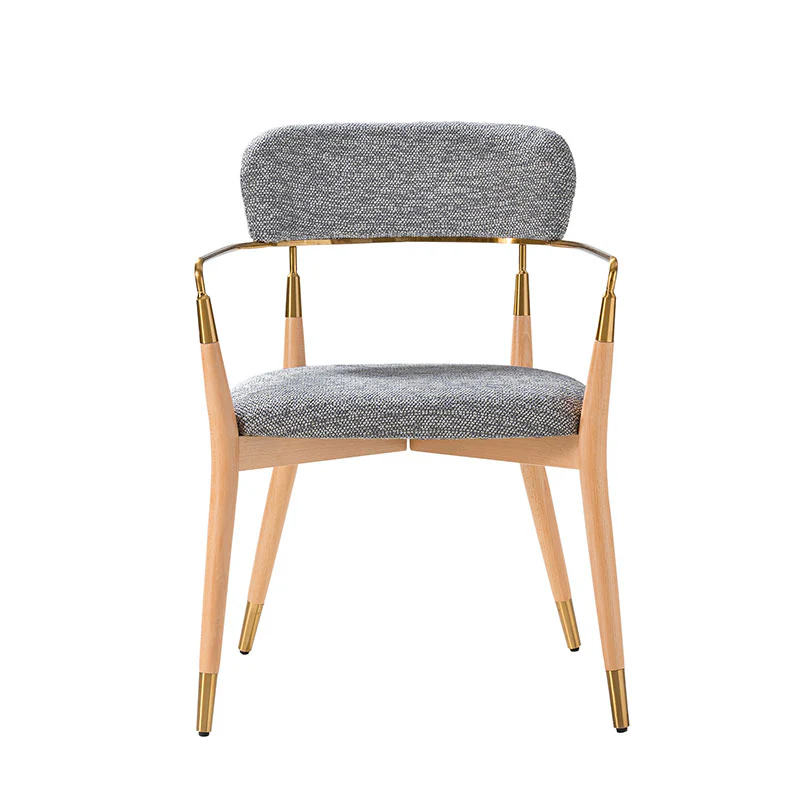 Sabina Modern Dining Chair with Wooden Legs & Metal Armrests ,Set of 2 - Image 12