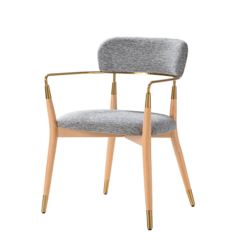 Sabina Modern Dining Chair with Wooden Legs & Metal Armrests ,Set of 2 - Image 13