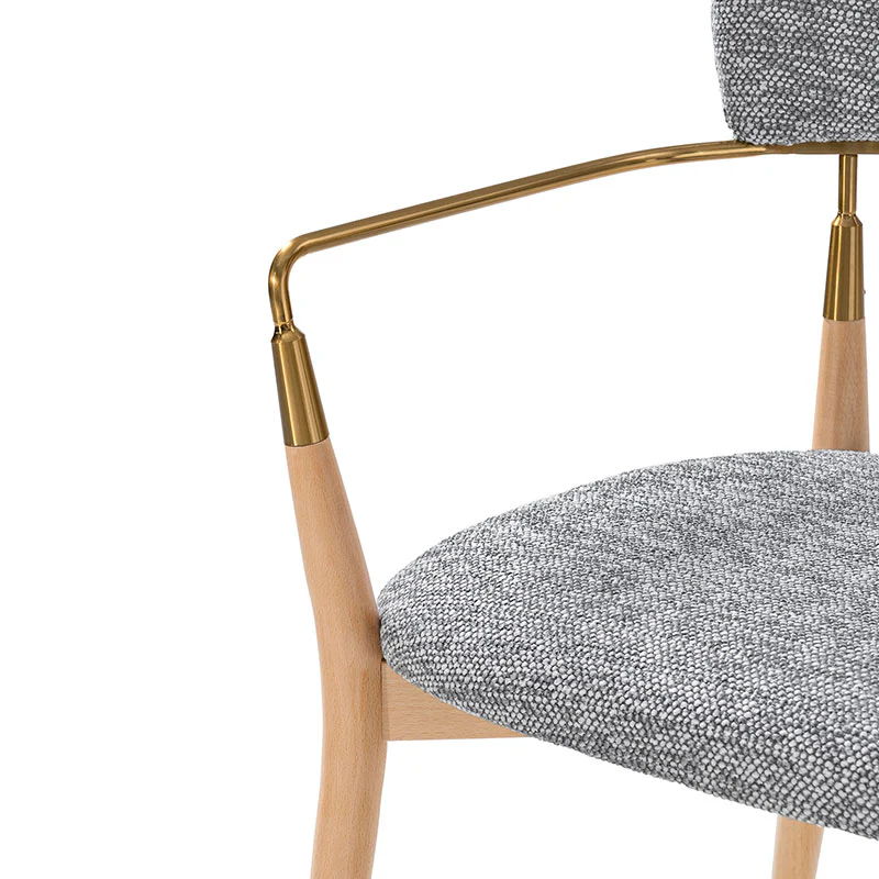 Sabina Modern Dining Chair with Wooden Legs & Metal Armrests ,Set of 2 - Image 16