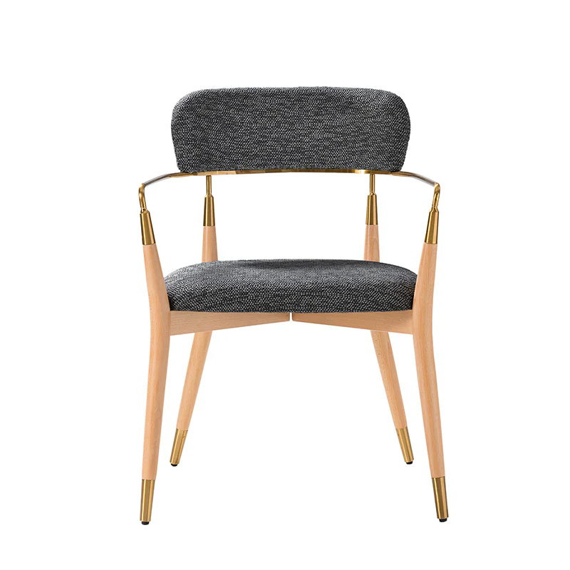 Sabina Modern Dining Chair with Wooden Legs & Metal Armrests ,Set of 2 - Image 4
