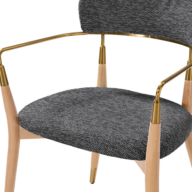 Sabina Modern Dining Chair with Wooden Legs & Metal Armrests ,Set of 2 - Image 6
