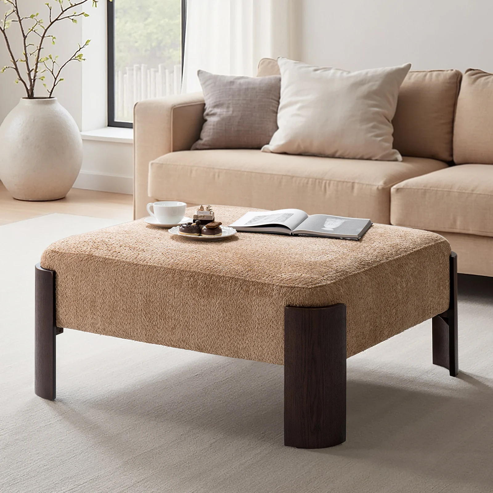Savannah Modern Round Ottoman – Plush Chenille Footrest & Extra Seating - Image 13