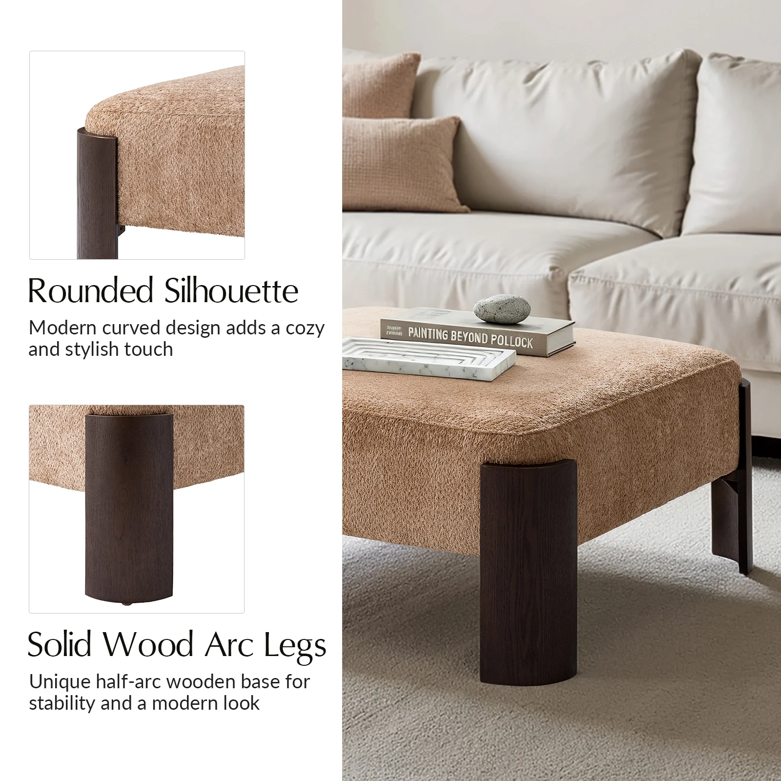 Savannah Modern Round Ottoman – Plush Chenille Footrest & Extra Seating - Image 18