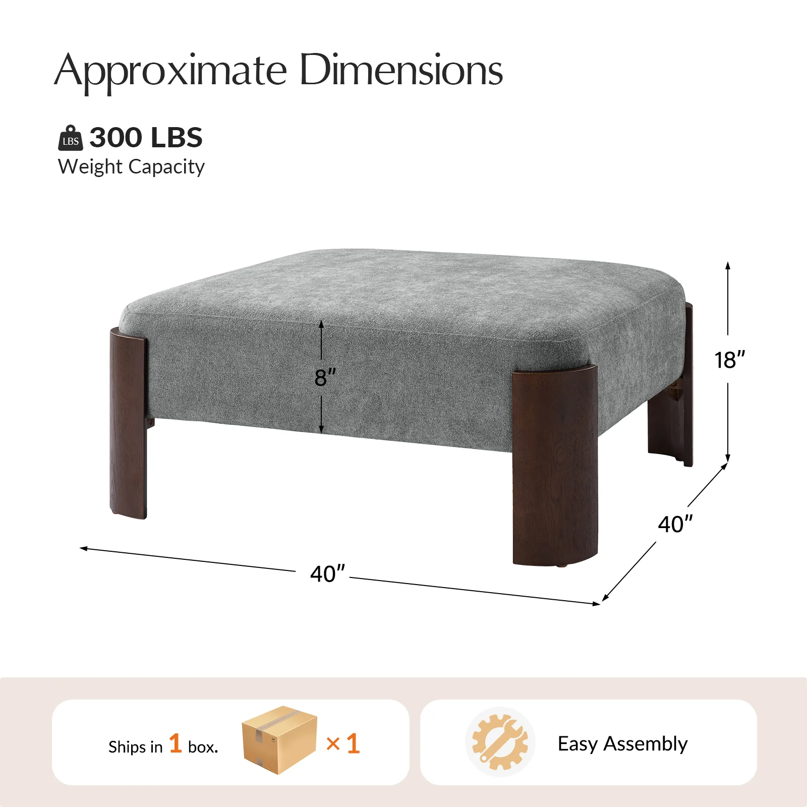 Savannah Modern Round Ottoman – Plush Chenille Footrest & Extra Seating - Image 3