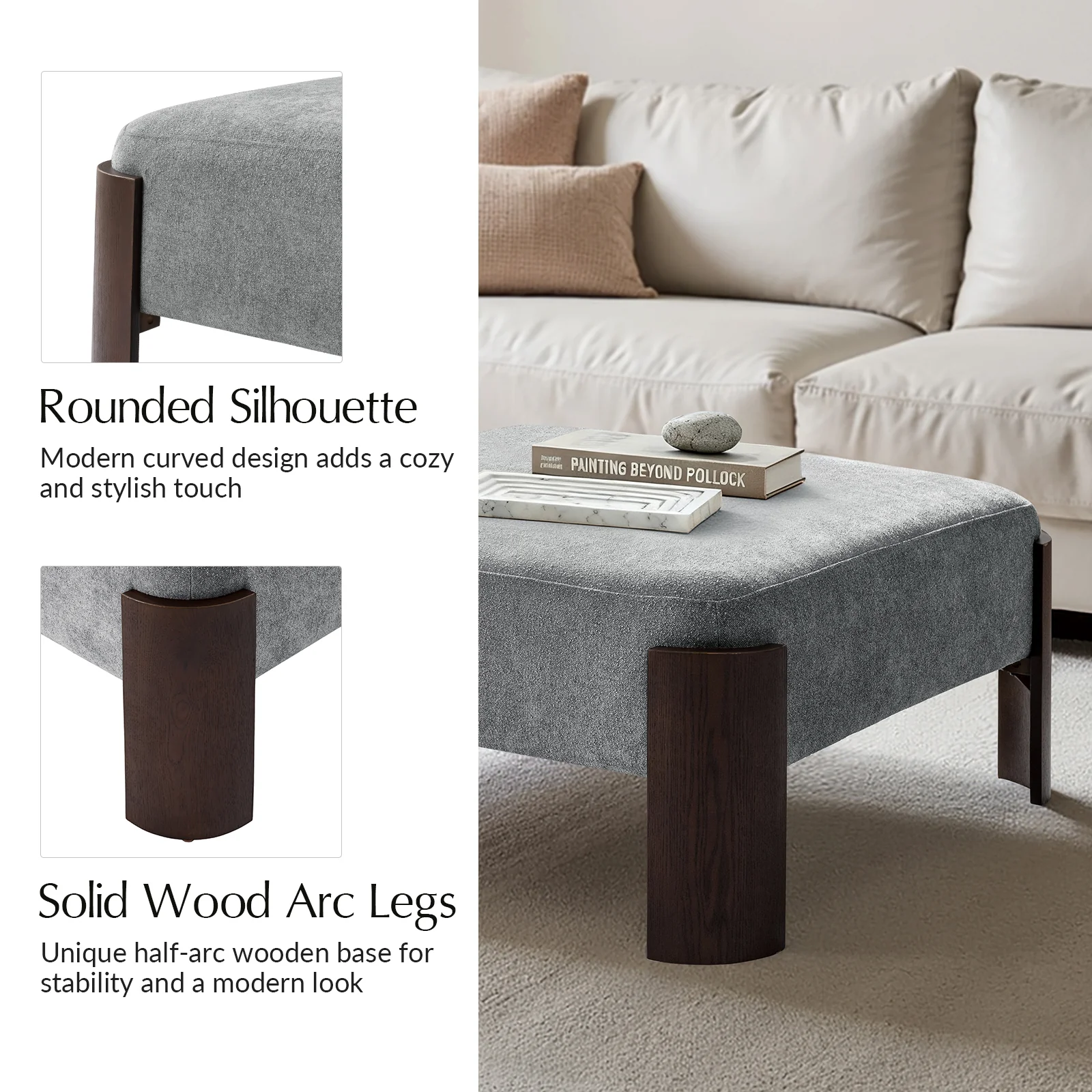 Savannah Modern Round Ottoman – Plush Chenille Footrest & Extra Seating - Image 6
