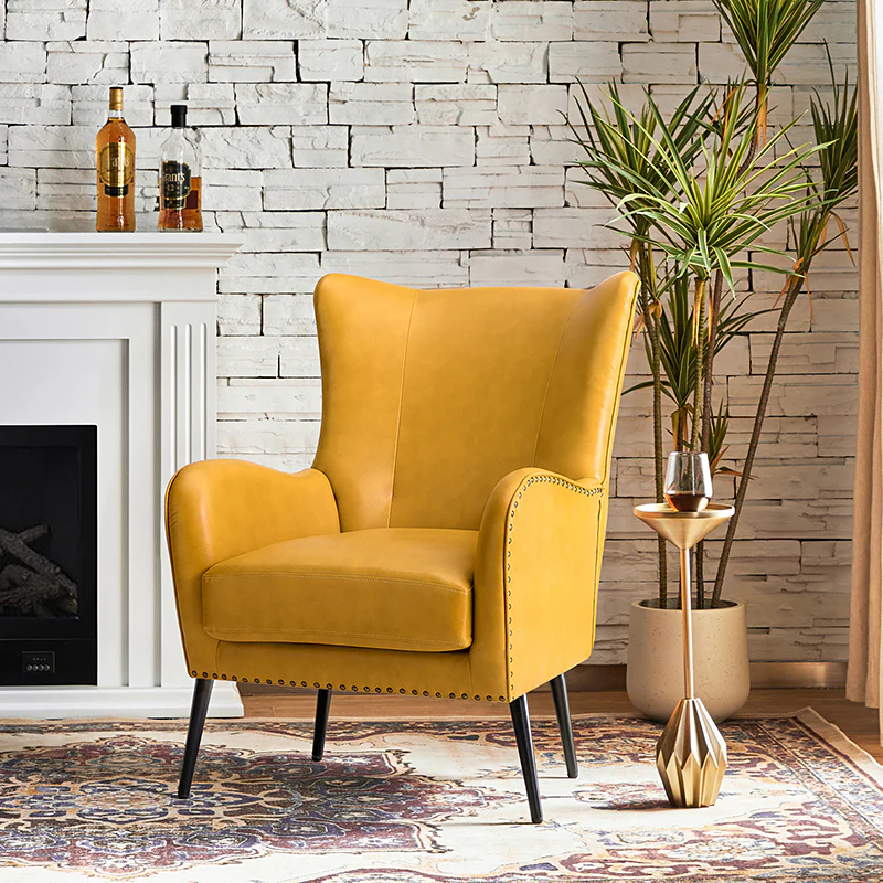 Shepherd Wingback Vegan Leather Armchair(Optional Types) - Image 17