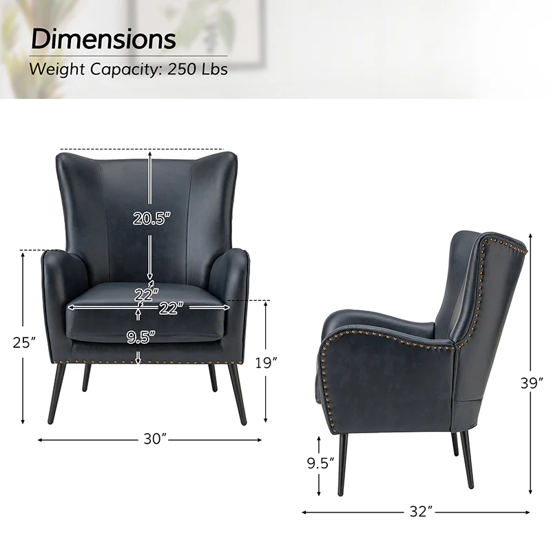 Shepherd Wingback Vegan Leather Armchair(Optional Types) - Image 27