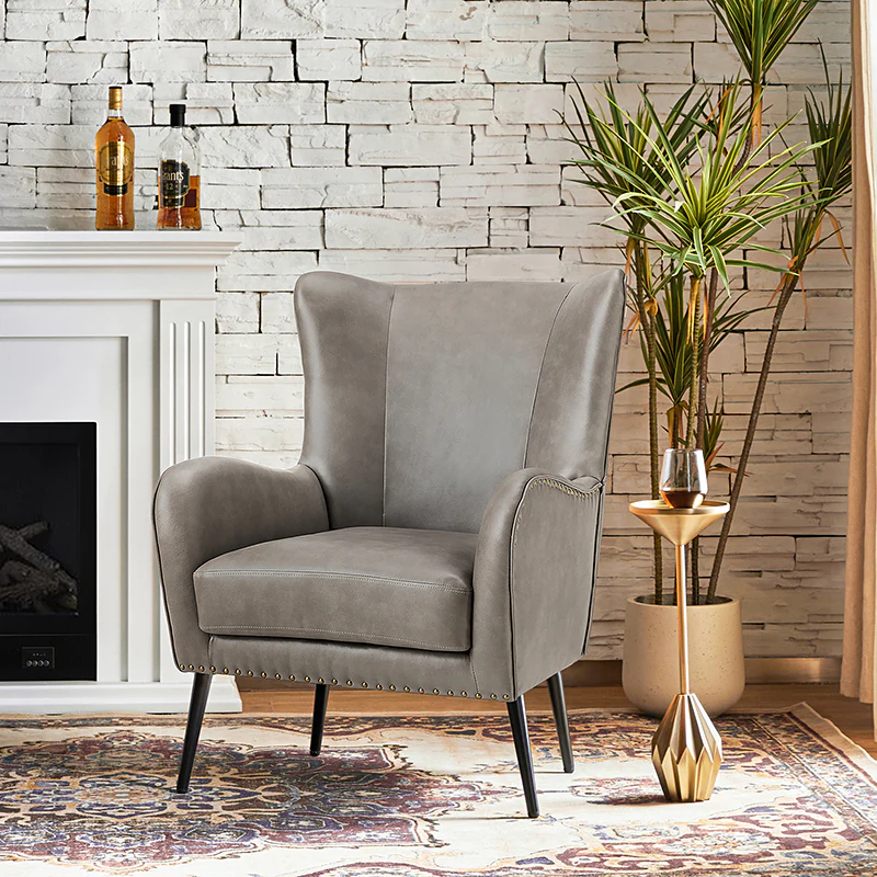 Shepherd Wingback Vegan Leather Armchair(Optional Types) - Image 33