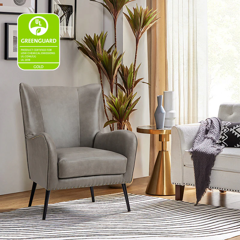 Shepherd Wingback Vegan Leather Armchair(Optional Types) - Image 34
