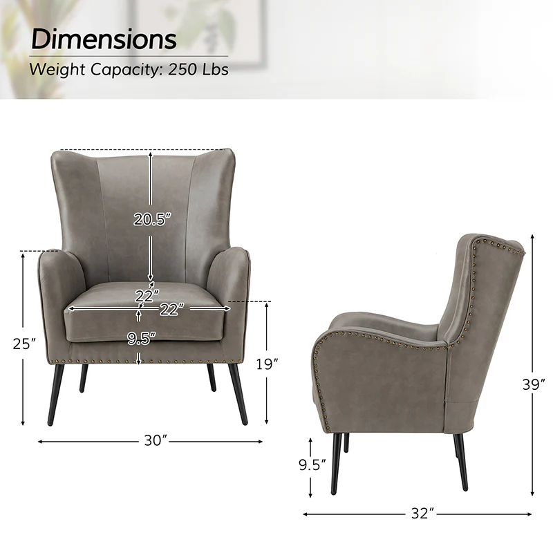 Shepherd Wingback Vegan Leather Armchair(Optional Types) - Image 35