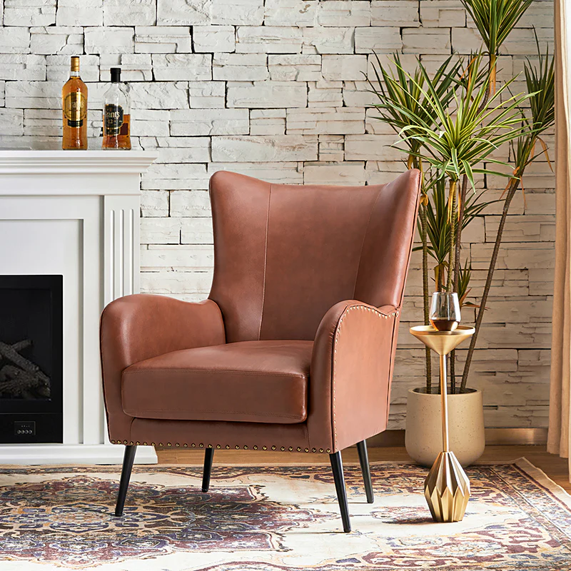 Shepherd Wingback Vegan Leather Armchair(Optional Types) - Image 41