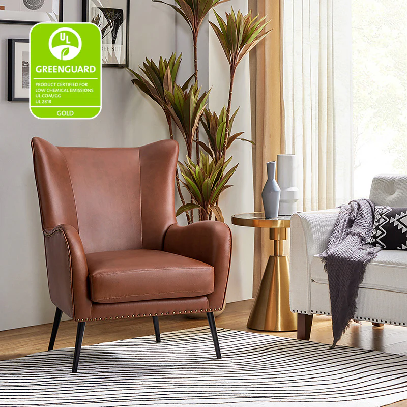 Shepherd Wingback Vegan Leather Armchair(Optional Types) - Image 42