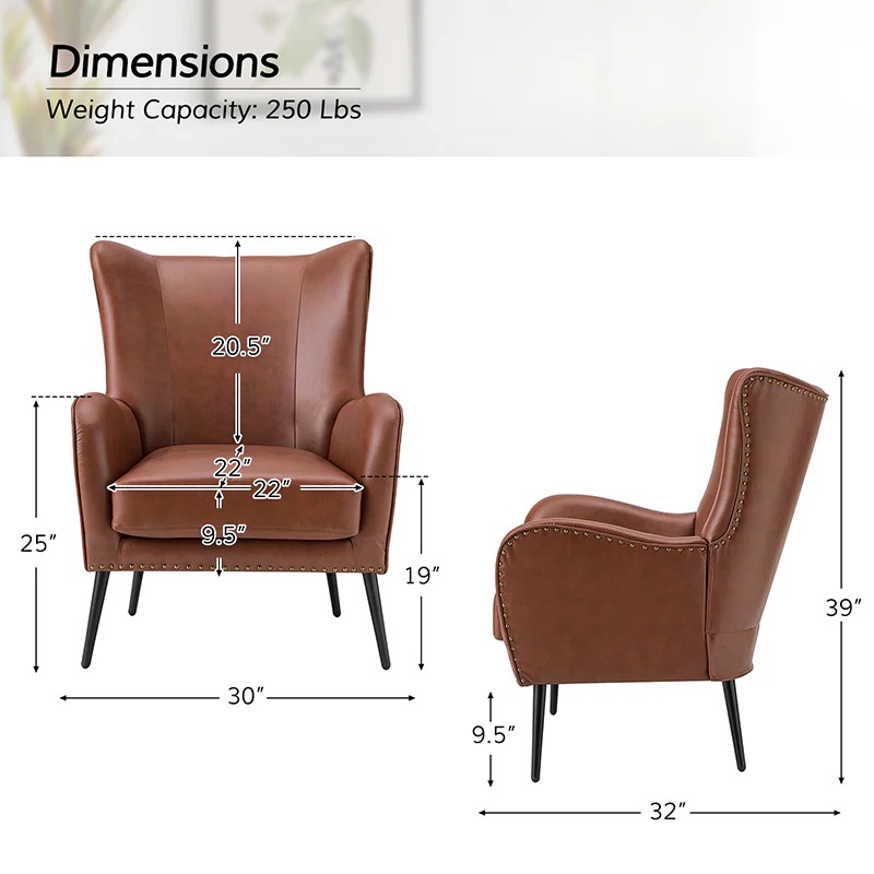 Shepherd Wingback Vegan Leather Armchair(Optional Types) - Image 43