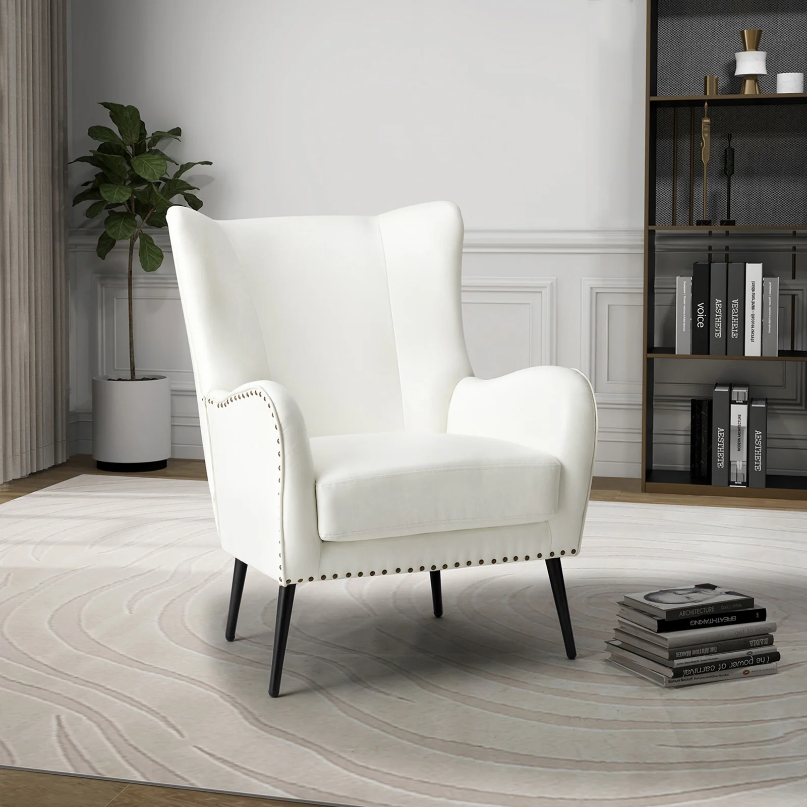 Shepherd Wingback Vegan Leather Armchair(Optional Types) - Image 50