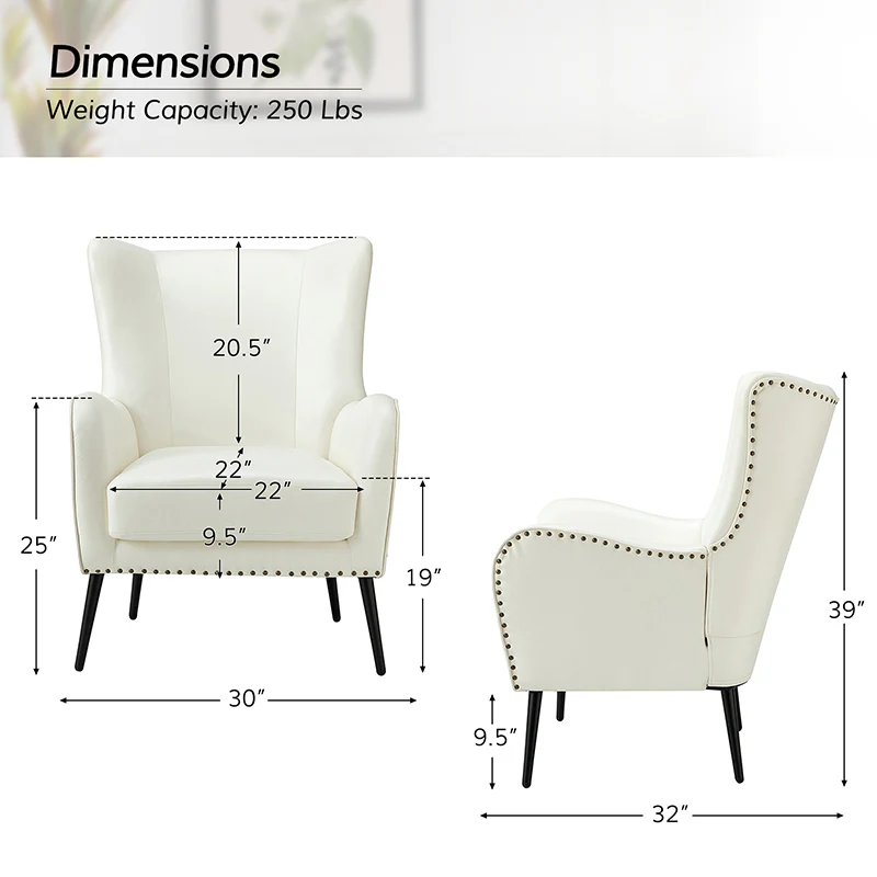 Shepherd Wingback Vegan Leather Armchair(Optional Types) - Image 51