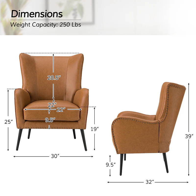 Shepherd Wingback Vegan Leather Armchair(Optional Types) - Image 66
