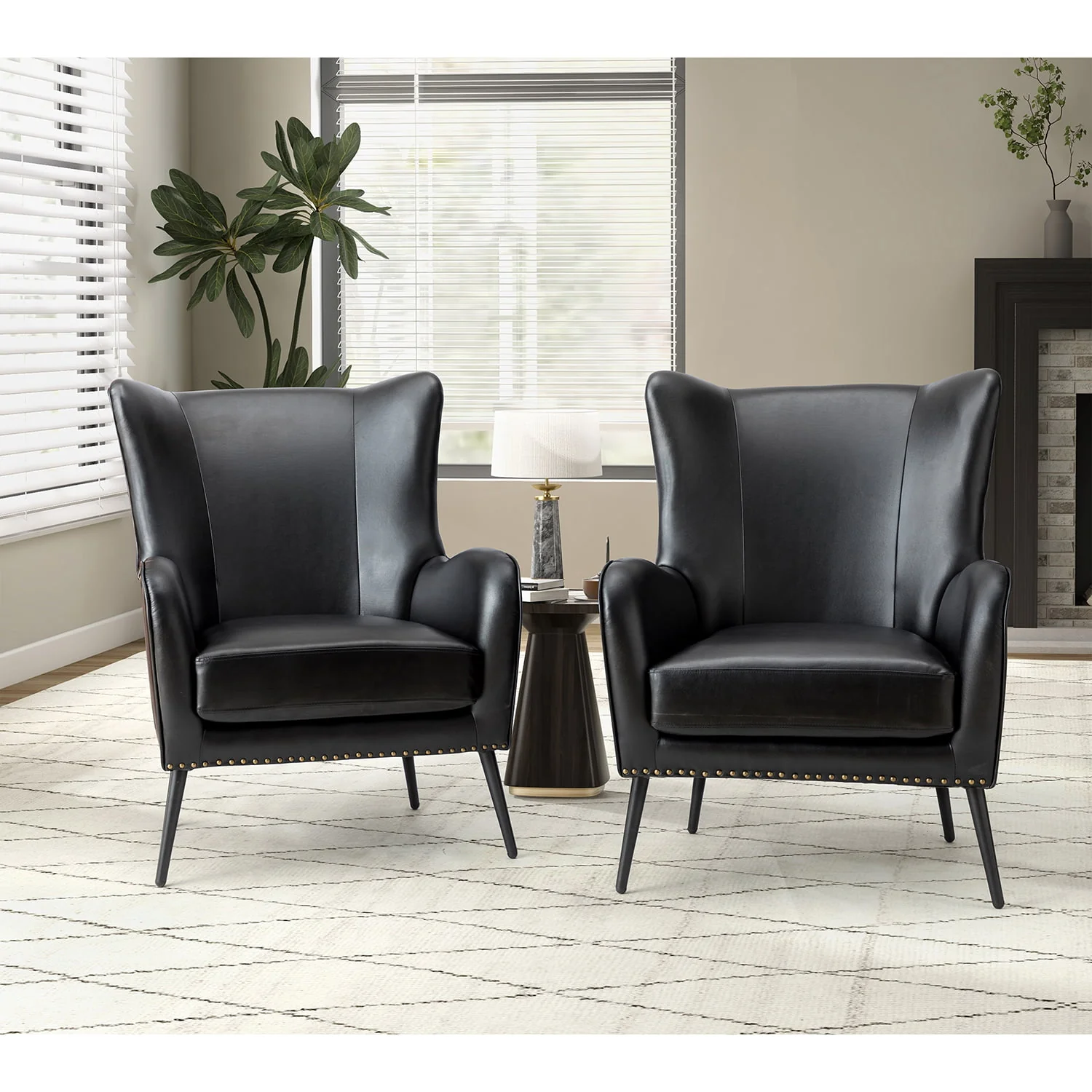 Shepherd Wingback Vegan Leather Armchair(Optional Types) - Image 70