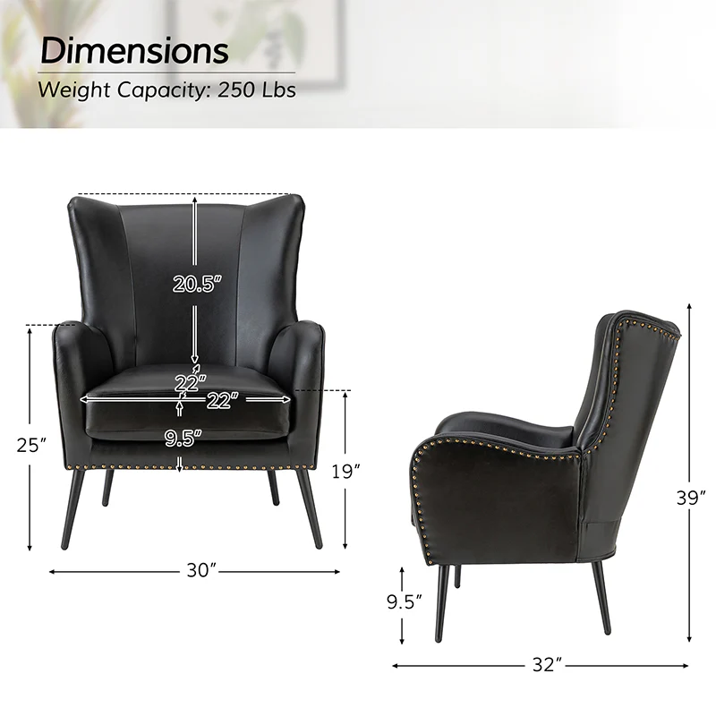 Shepherd Wingback Vegan Leather Armchair(Optional Types) - Image 71