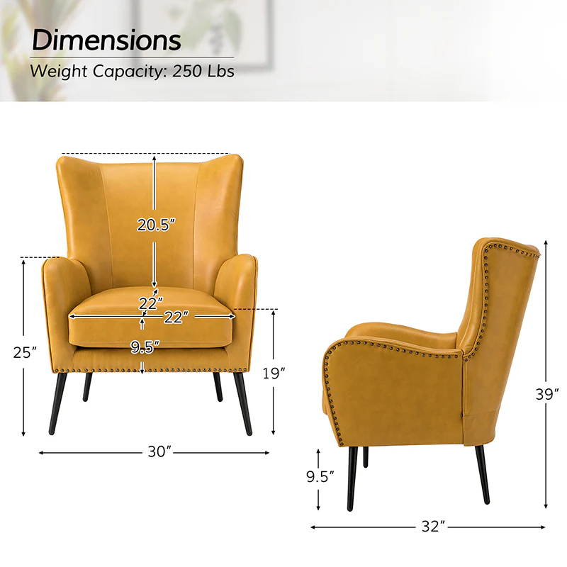 Shepherd Wingback Vegan Leather Armchair(Optional Types) - Image 76