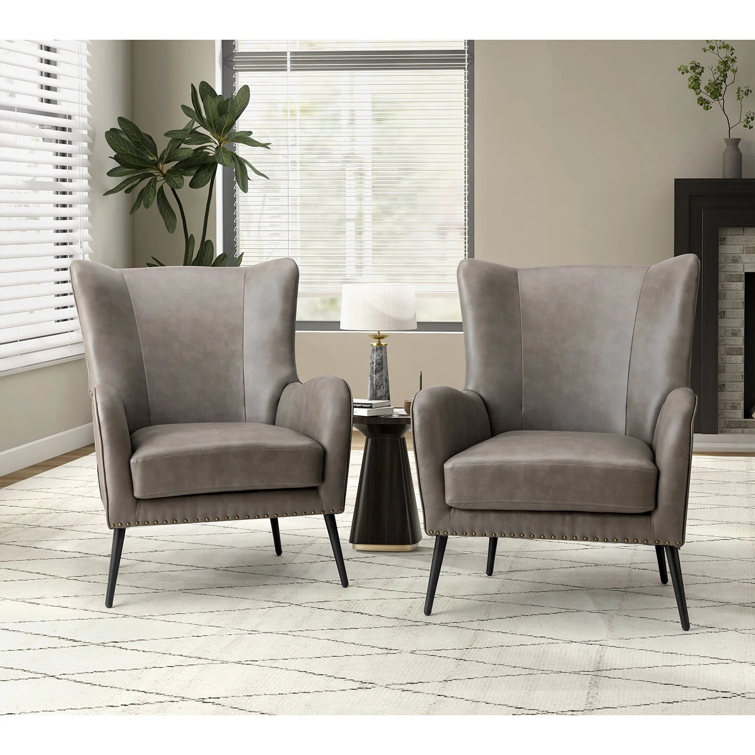 Shepherd Wingback Vegan Leather Armchair(Optional Types) - Image 85