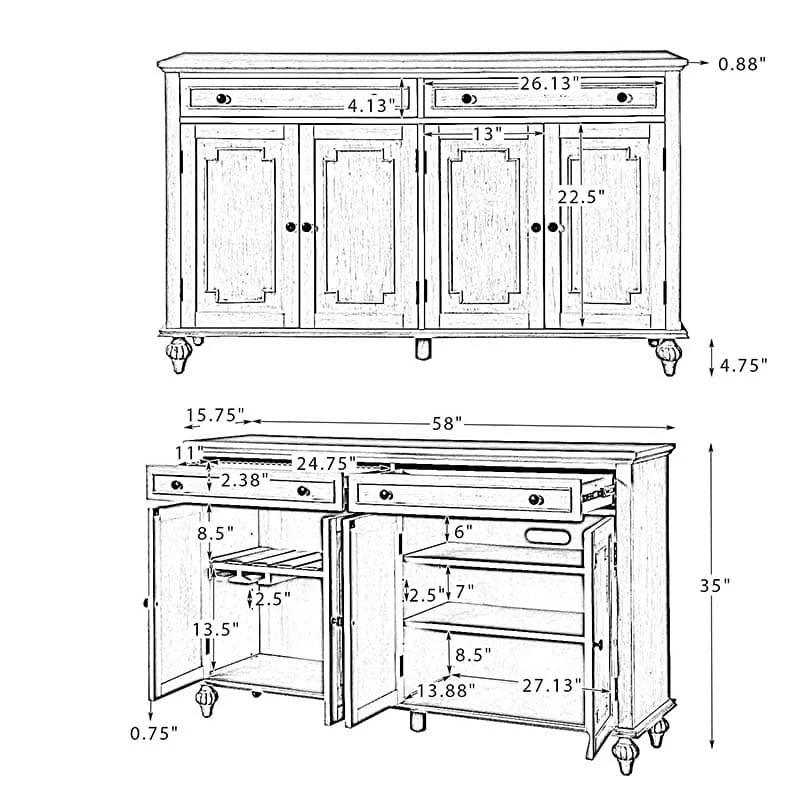 Penny 58'' Wide 2 Drawer Sideboard Buffet - Image 11