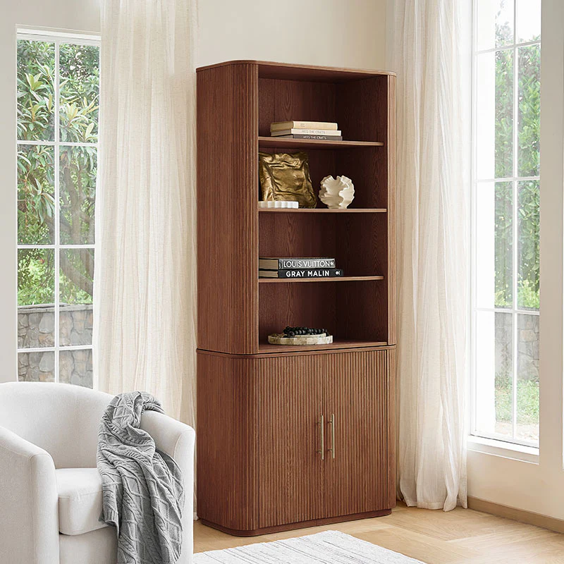 Silvia  Modern Fluted Wood Bookcase Cabinet - Image 10