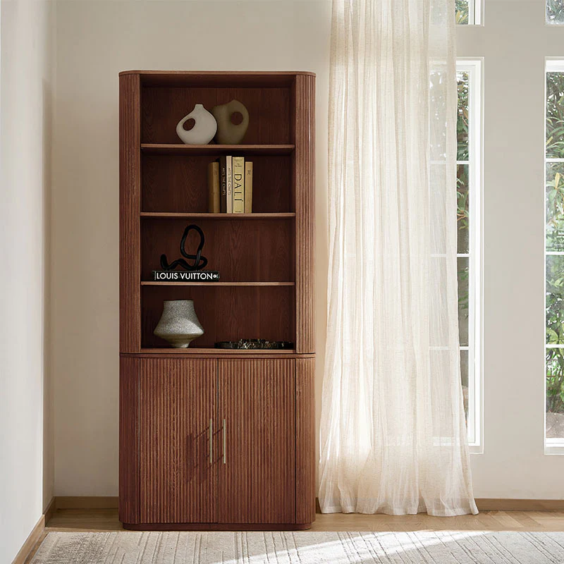 Silvia  Modern Fluted Wood Bookcase Cabinet - Image 11