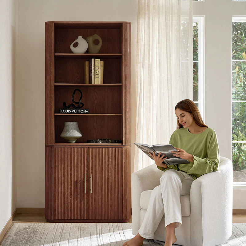 Silvia  Modern Fluted Wood Bookcase Cabinet - Image 12