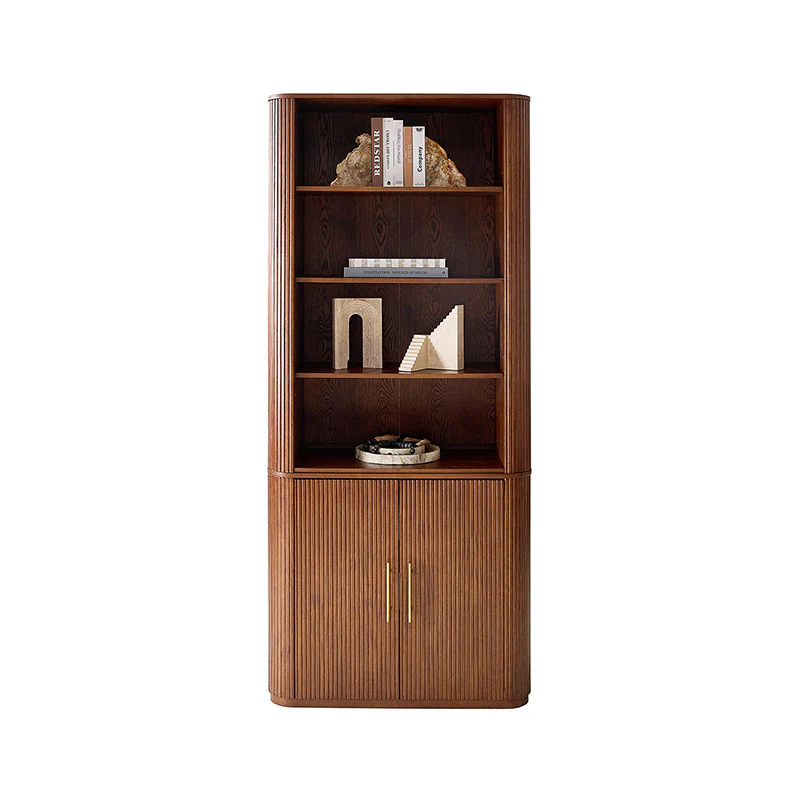 Silvia  Modern Fluted Wood Bookcase Cabinet - Image 14