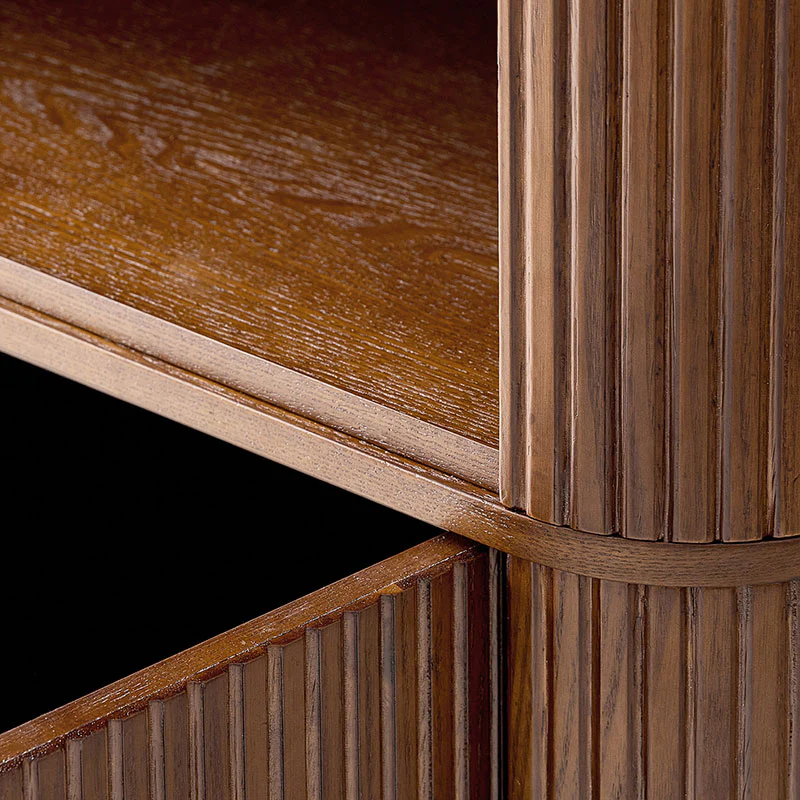 Silvia  Modern Fluted Wood Bookcase Cabinet - Image 18