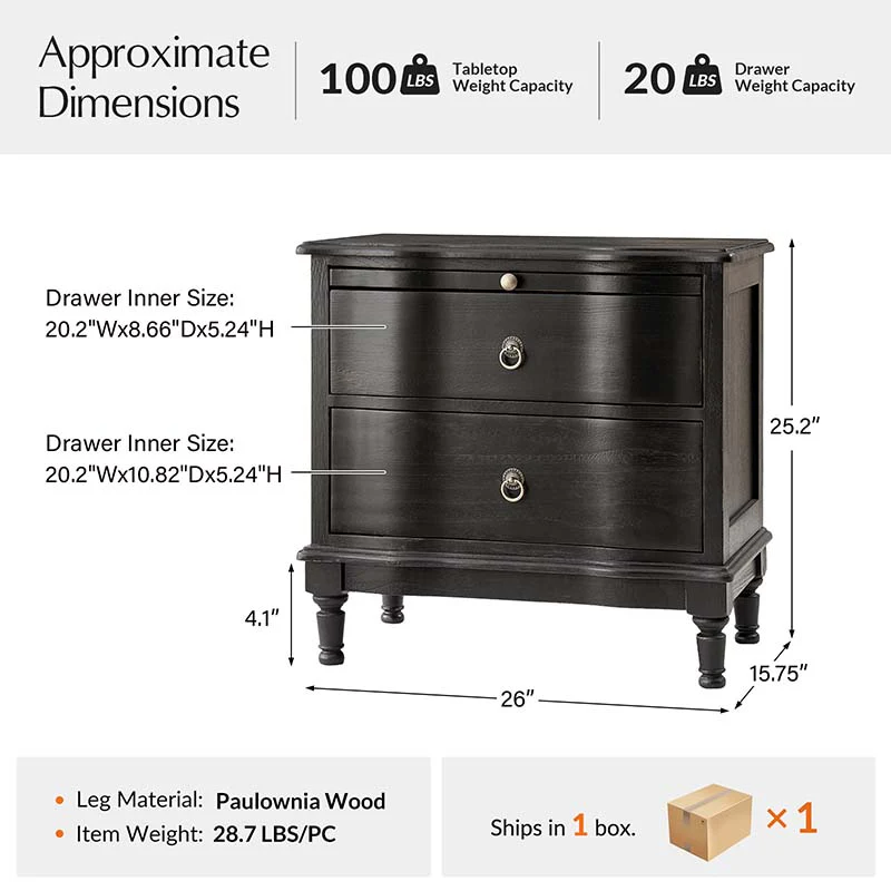 Solid Wood 2 Drawer End Table with Charging Ports & Pull-Out Shelf(Optional Types) - Image 10