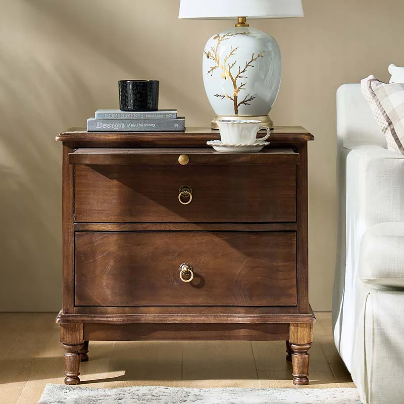 Solid Wood 2 Drawer End Table with Charging Ports & Pull-Out Shelf(Optional Types) - Image 15